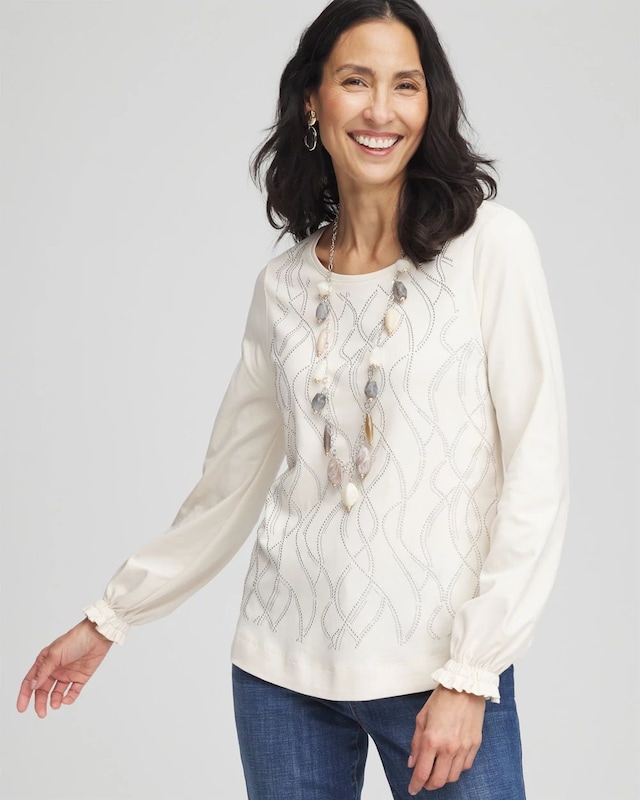 Embellished Long-sleeve Top - image 1